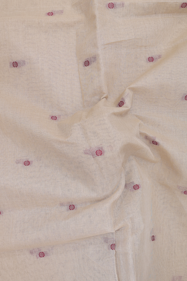 Bengal Cotton Saree In Khaki With Threadwork Buttas