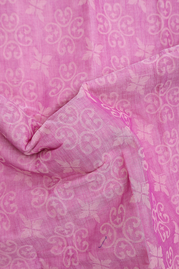 Bengal Cotton Saree In Lilac Pink With Allover Design