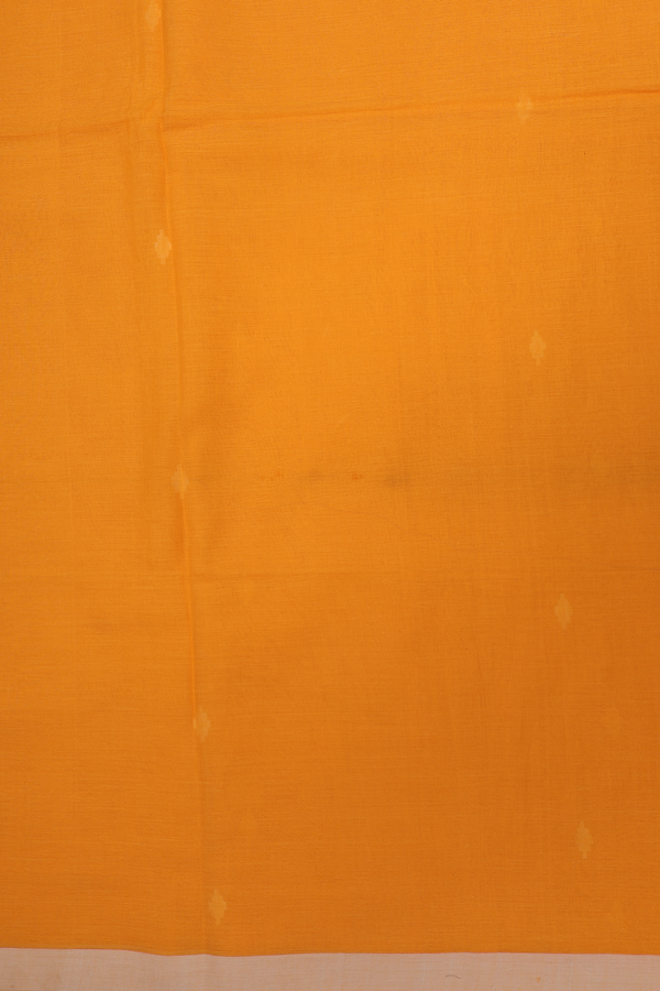 Bengal Cotton Saree In Marigold Orange With Threadwork Buttas