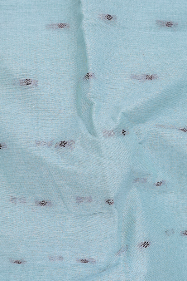 Bengal Cotton Saree In Mint Green With Threadwork Buttas