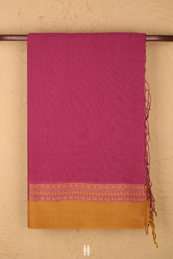 Bengal Cotton Saree In Mulberry With Contrast Border