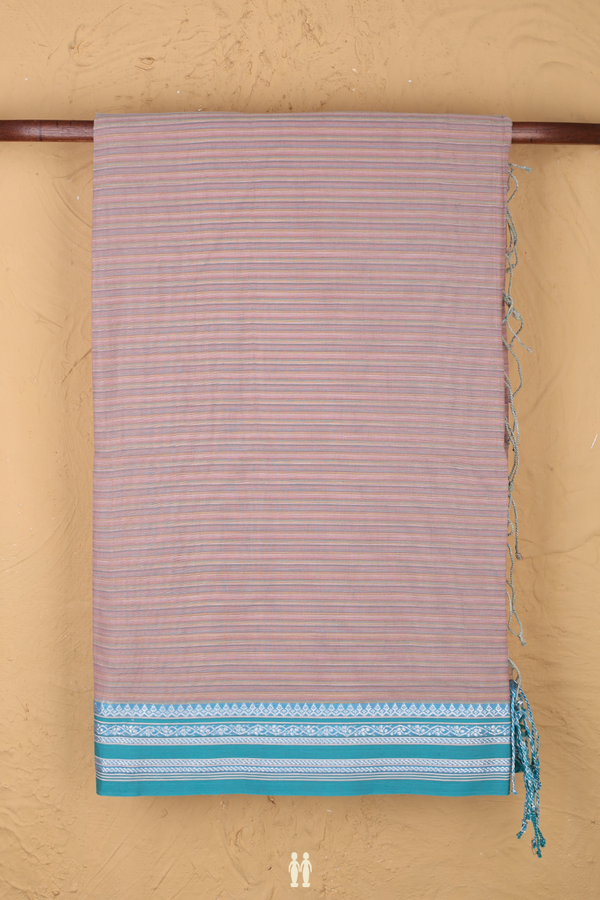 Bengal Cotton Saree In Multicolor With Stripes Design