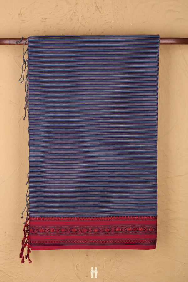 Bengal Cotton Saree In Multicolor With Stripes Design