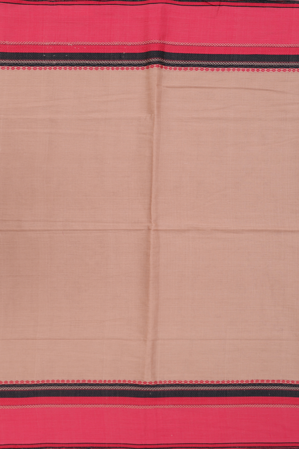 Bengal Cotton Saree In Mustard Brown With Contrast Border