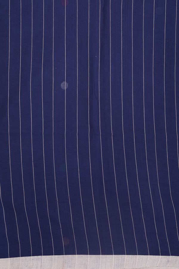 Bengal Cotton Saree In Navy Blue With Threadwork Buttas