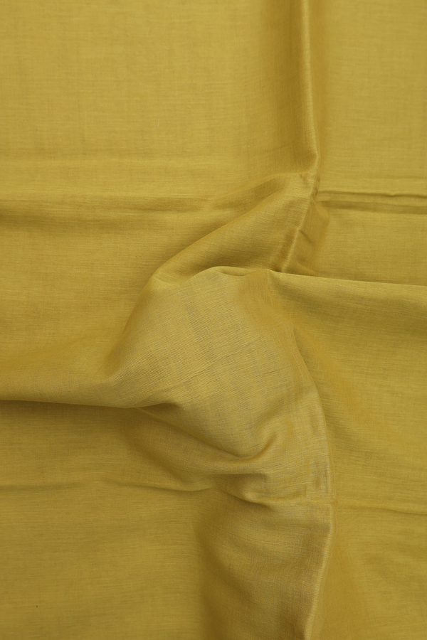 Bengal Cotton Saree In Olive Yellow With Contrast Border