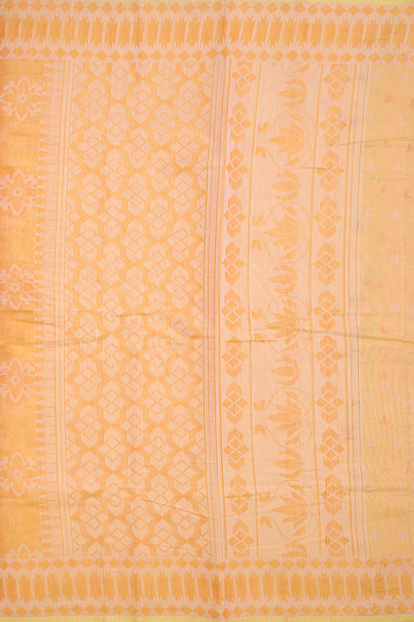 Bengal Cotton Saree In Orange With Allover Design