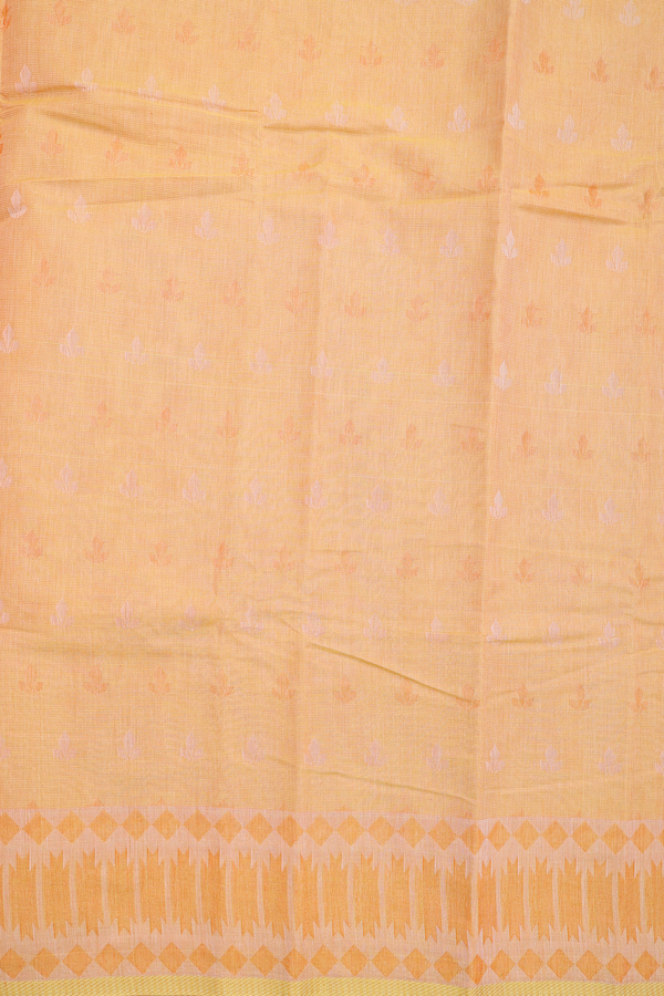 Bengal Cotton Saree In Orange With Allover Design