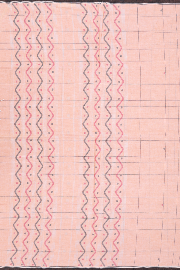 Bengal Cotton Saree In Orange With Checks Design