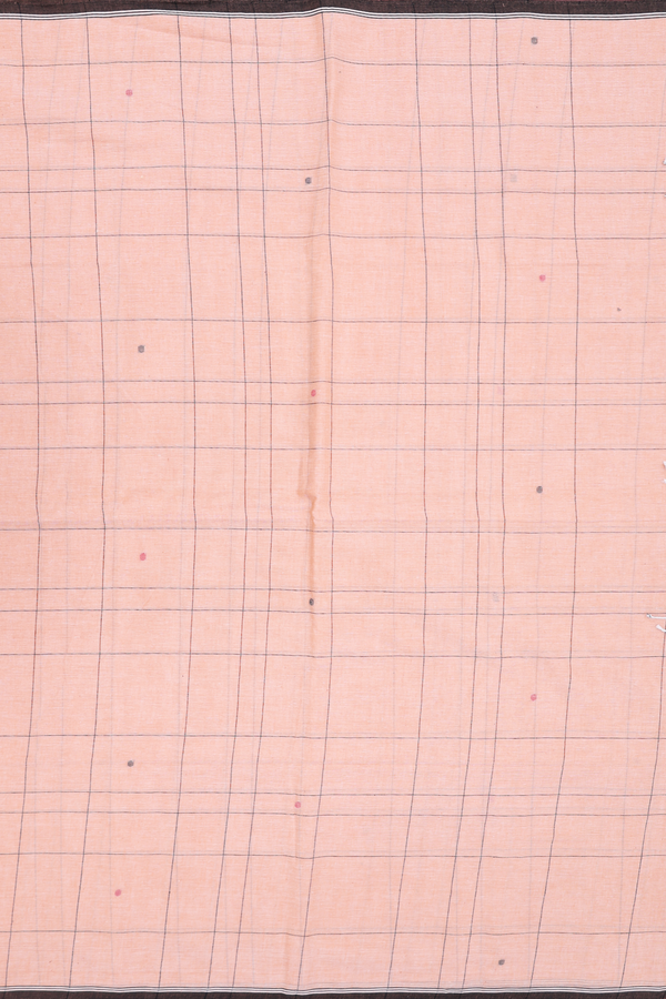 Bengal Cotton Saree In Orange With Checks Design