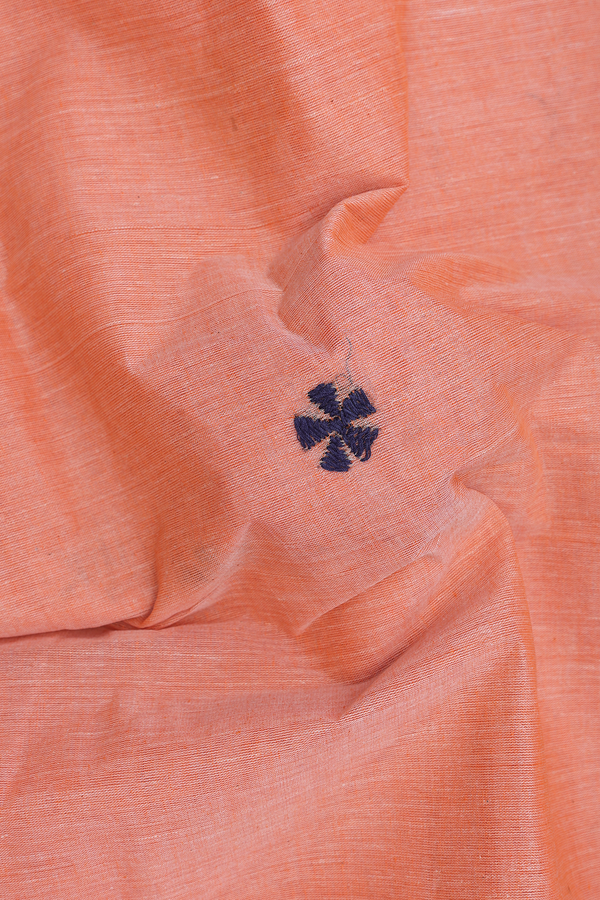 Bengal Cotton Saree In Orange With Chikankari Design