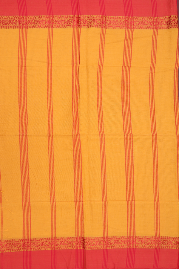 Bengal Cotton Saree In Orange With Contrast Border