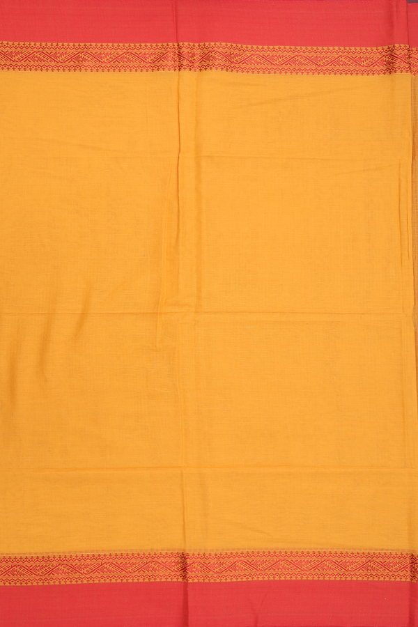 Bengal Cotton Saree In Orange With Contrast Border