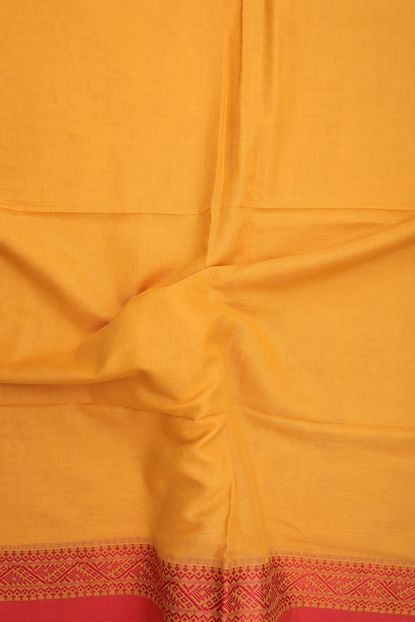 Bengal Cotton Saree In Orange With Contrast Border