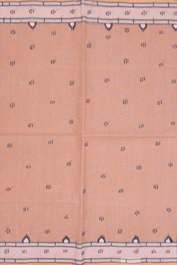 Bengal Cotton Saree In Orange With Threadwork Buttas