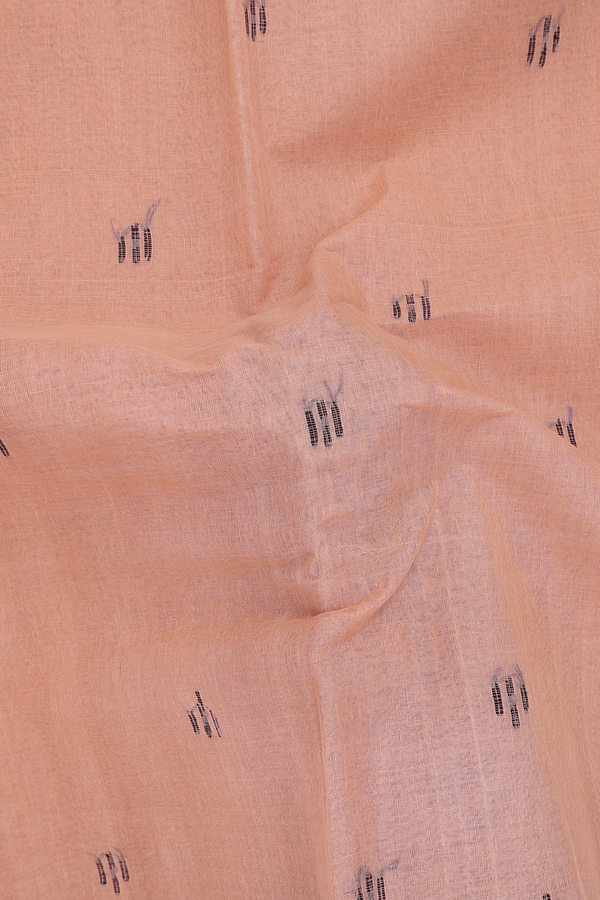 Bengal Cotton Saree In Orange With Threadwork Buttas