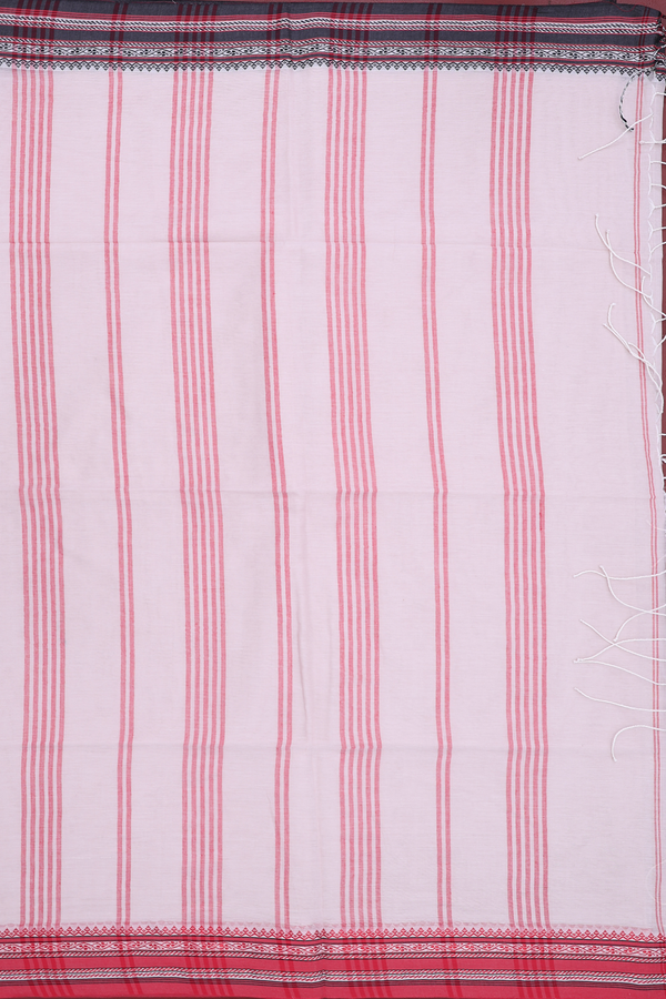 Bengal Cotton Saree In Pale Pink With Threadwork Border
