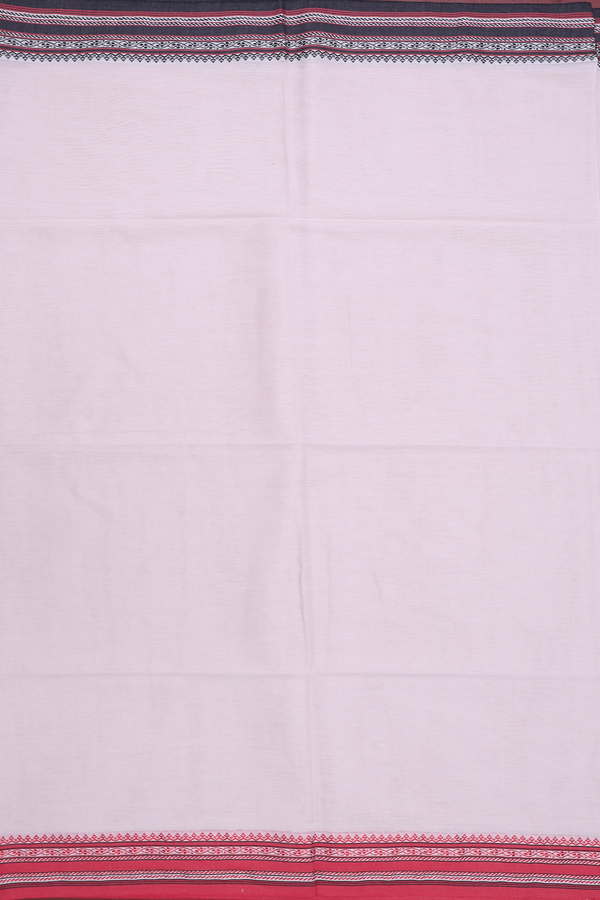 Bengal Cotton Saree In Pale Pink With Threadwork Border