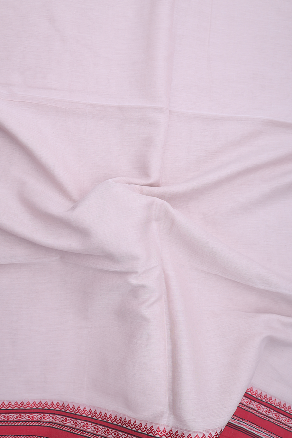 Bengal Cotton Saree In Pale Pink With Threadwork Border