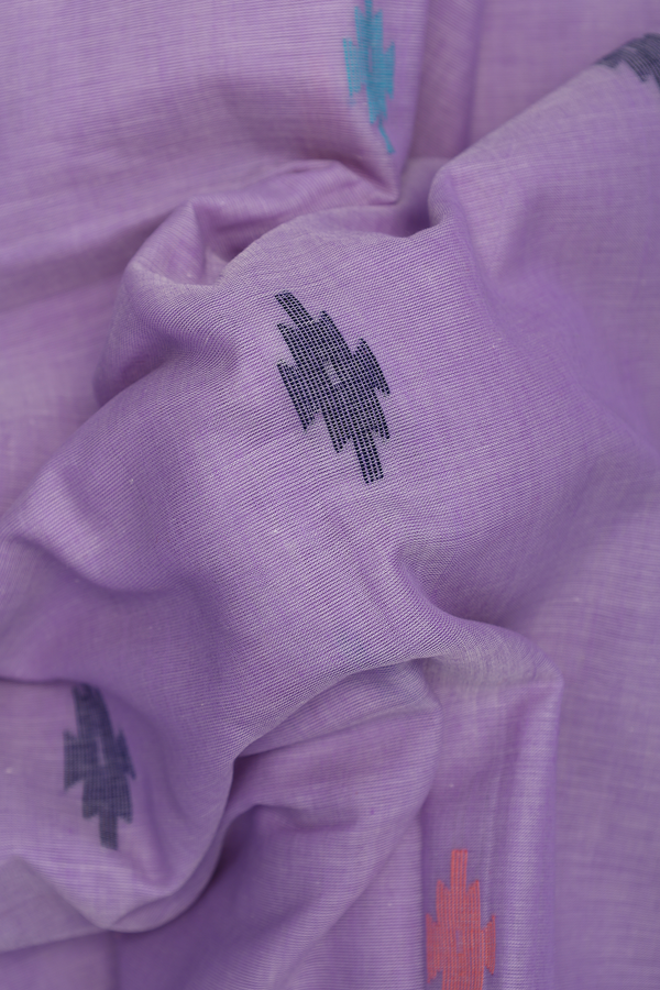 Bengal Cotton Saree In Pale Purple With Threadwork Buttas