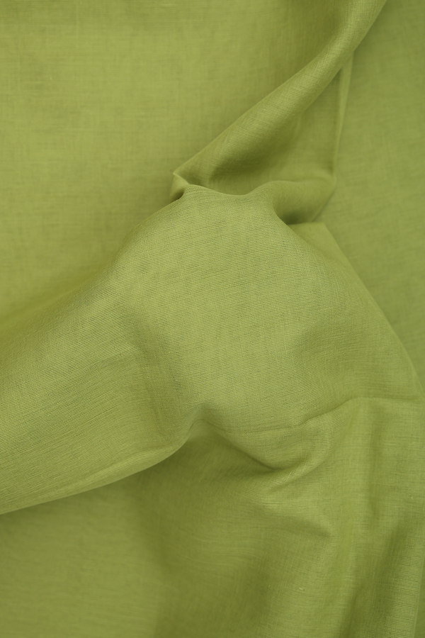Bengal Cotton Saree In Parrot Green With Contrast Border