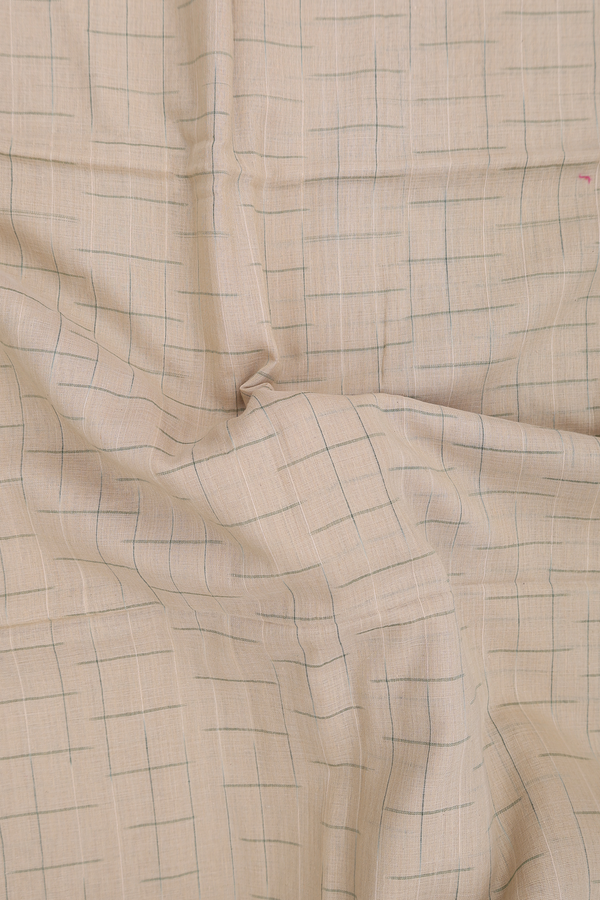 Bengal Cotton Saree In Pastel Brown With Checks Design