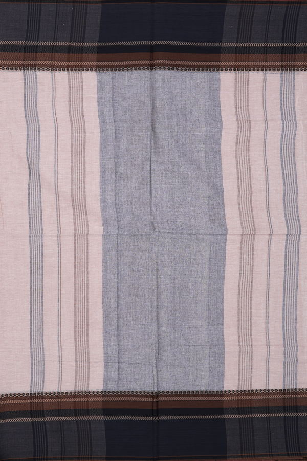 Bengal Cotton Saree In Pastel Brown With Contrast Border