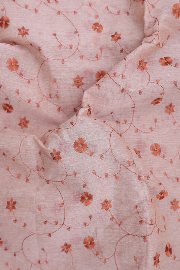 Bengal Cotton Saree In Pastel Brown With Floral Design