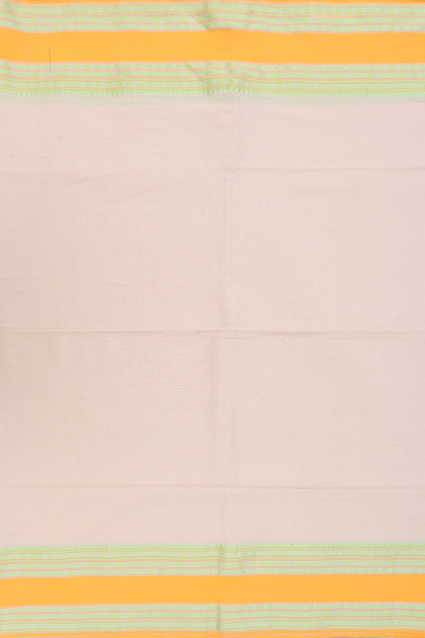 Bengal Cotton Saree In Pastel Brown With Threadwork Border