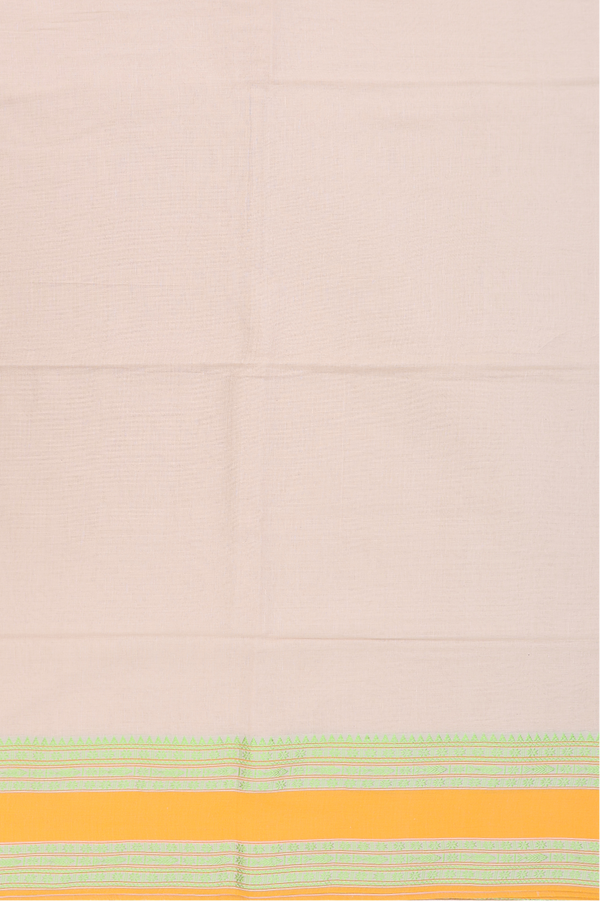 Bengal Cotton Saree In Pastel Brown With Threadwork Border