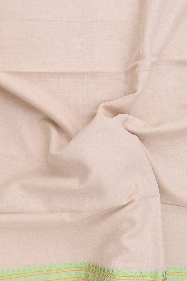 Bengal Cotton Saree In Pastel Brown With Threadwork Border