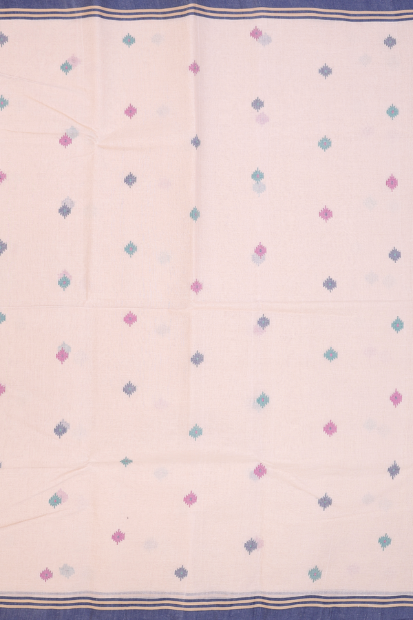 Bengal Cotton Saree In Pastel Brown With Threadwork Buttas