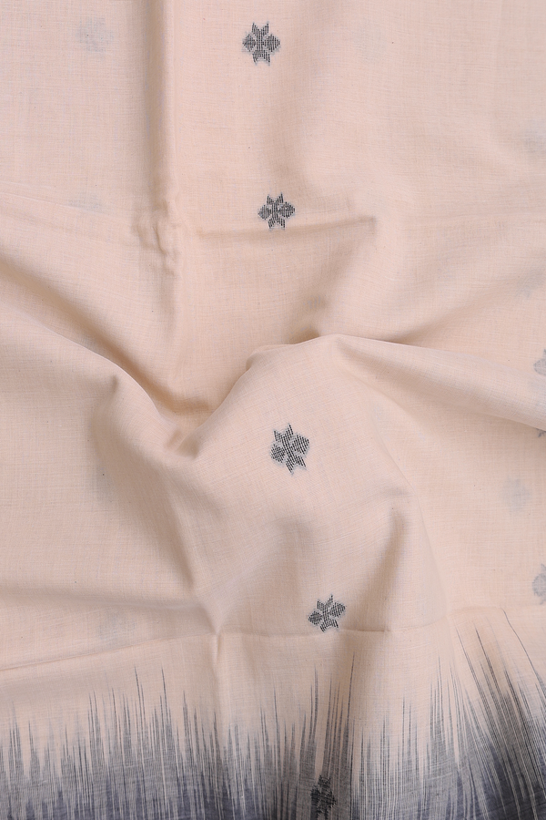 Bengal Cotton Saree In Pastel Brown With Threadwork Buttas
