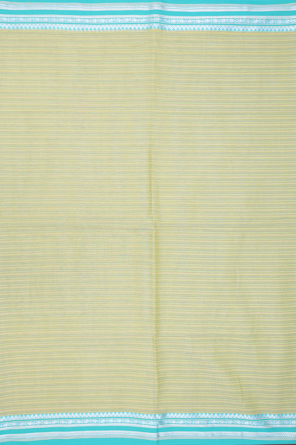 Bengal Cotton Saree In Green With Stripes Design