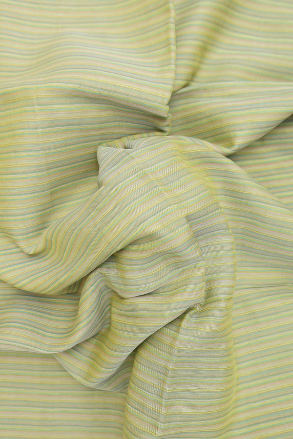 Bengal Cotton Saree In Green With Stripes Design