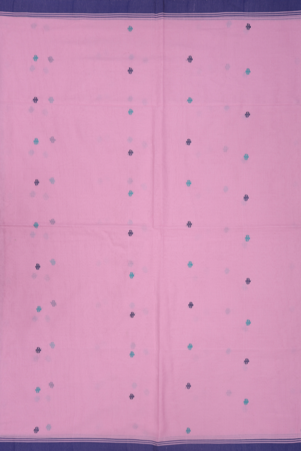 Bengal Cotton Saree In Pastel Pink With Threadwork Buttas