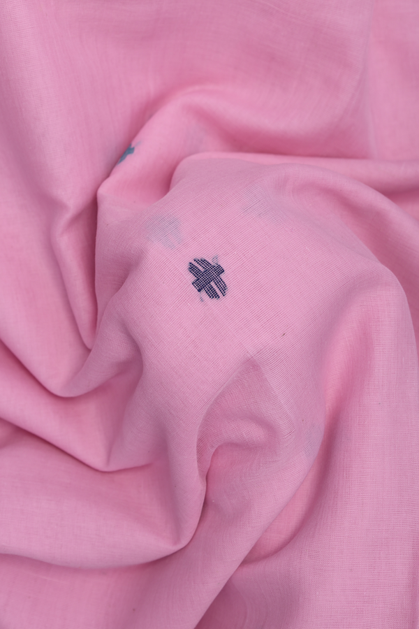 Bengal Cotton Saree In Pastel Pink With Threadwork Buttas
