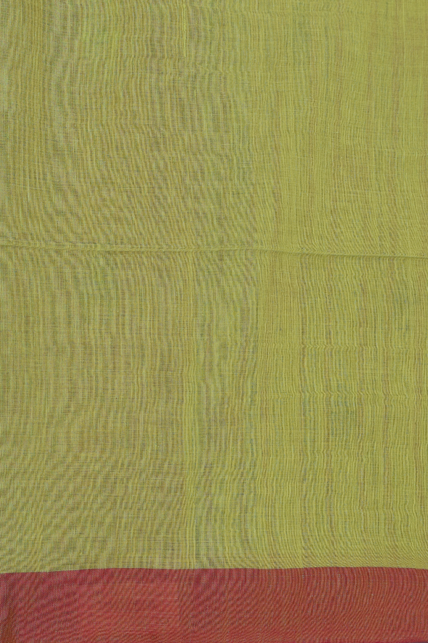 Bengal Cotton Saree In Pear Green With Checks Design