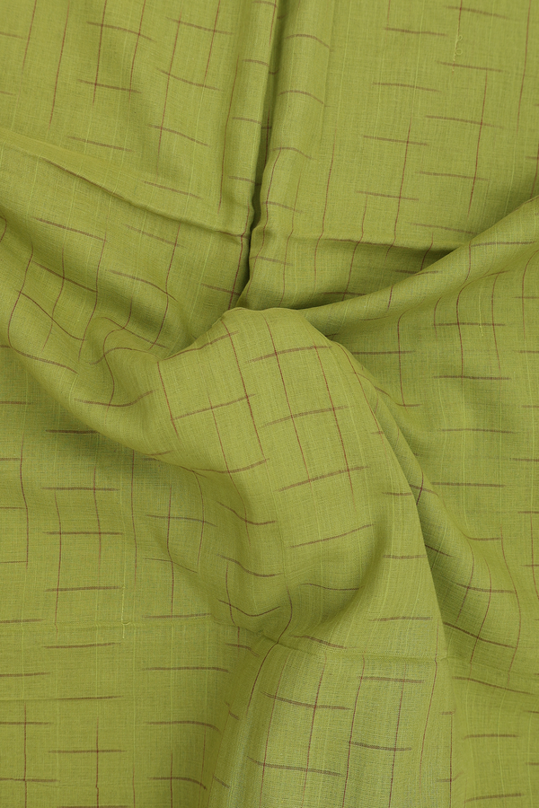 Bengal Cotton Saree In Pear Green With Checks Design
