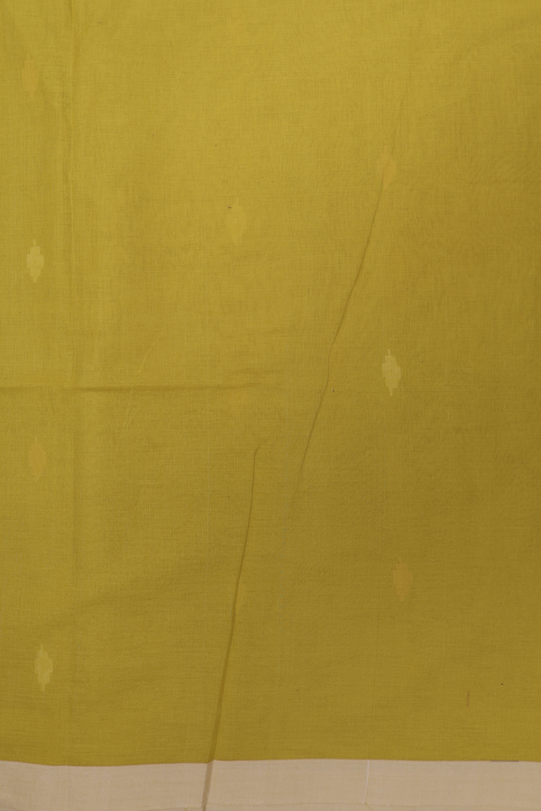 Bengal Cotton Saree In Pear Green With Threadwork Buttas