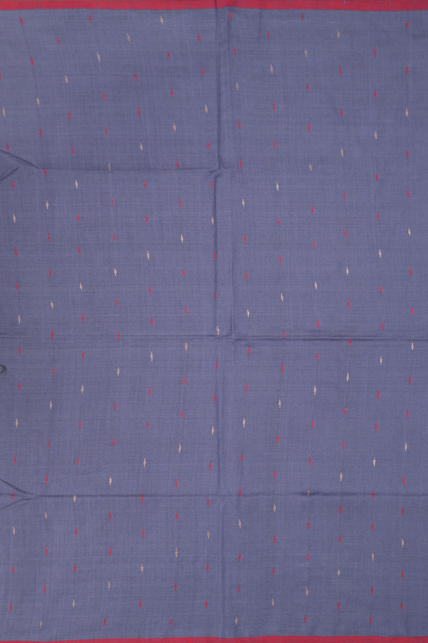 Bengal Cotton Saree In Pigeon Blue With Threadwork Buttas