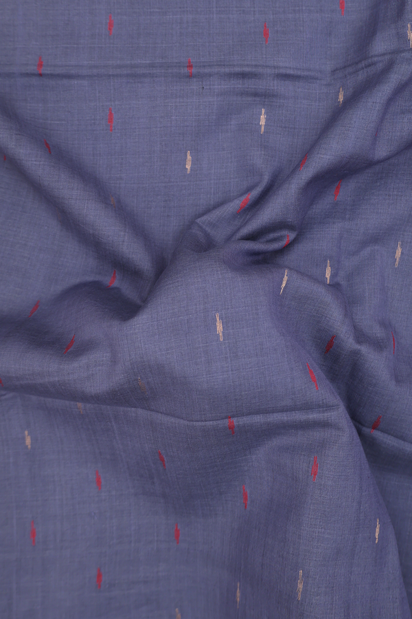 Bengal Cotton Saree In Pigeon Blue With Threadwork Buttas