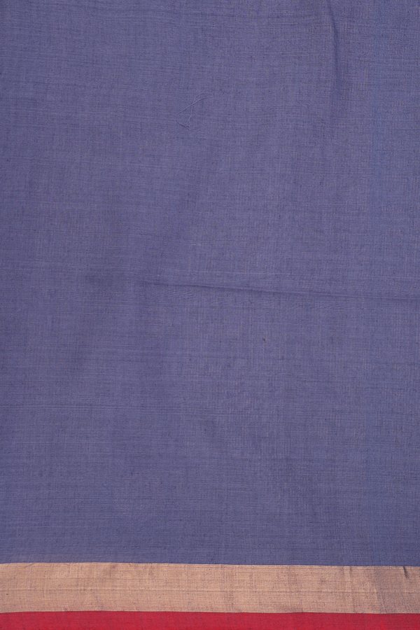 Bengal Cotton Saree In Pigeon Blue With Zari Buttas