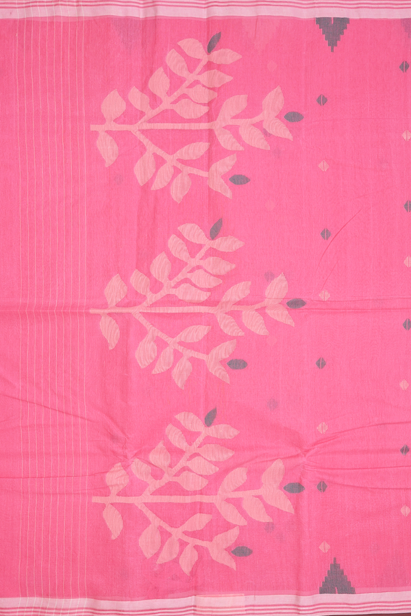 Bengal Cotton Saree In Pink With Threadwork Buttas