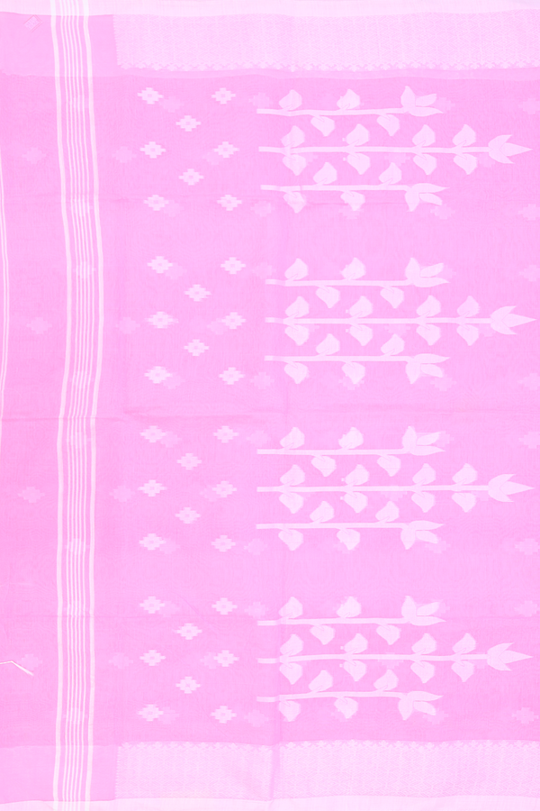 Bengal Cotton Saree In Pink With Threadwork Buttas