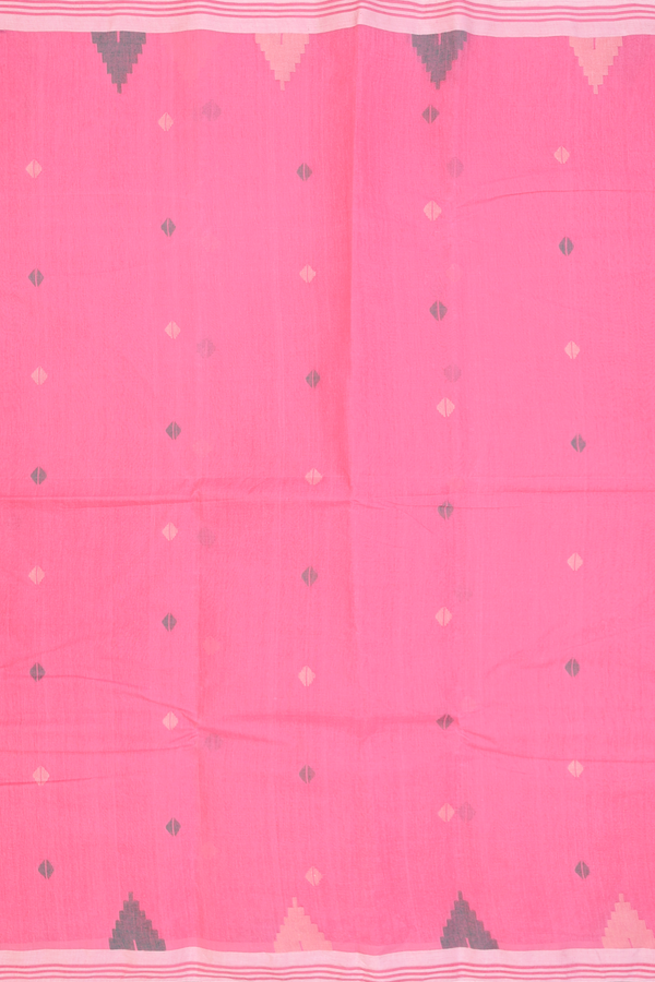 Bengal Cotton Saree In Pink With Threadwork Buttas