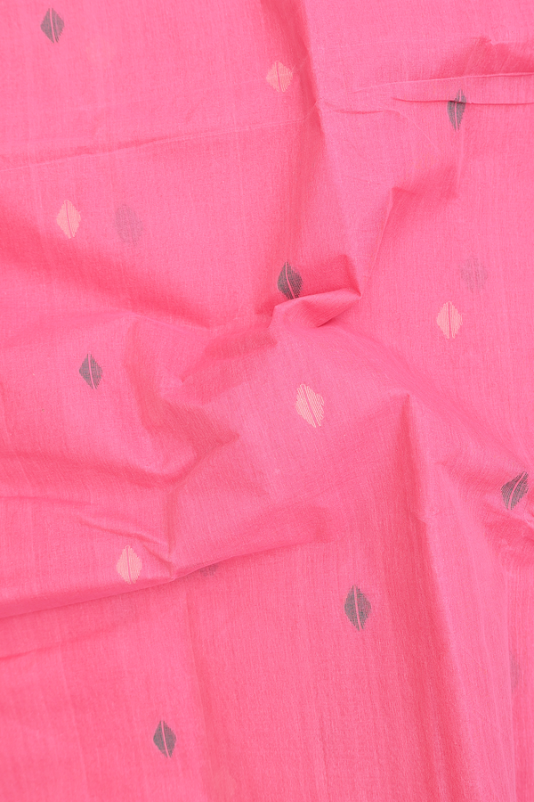 Bengal Cotton Saree In Pink With Threadwork Buttas