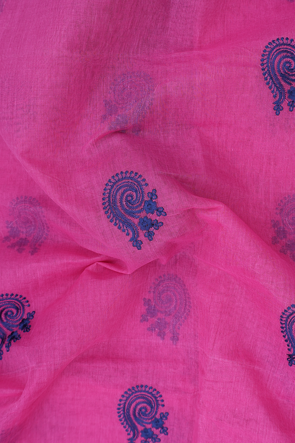 Bengal Cotton Saree In Pink With Threadwork Buttas