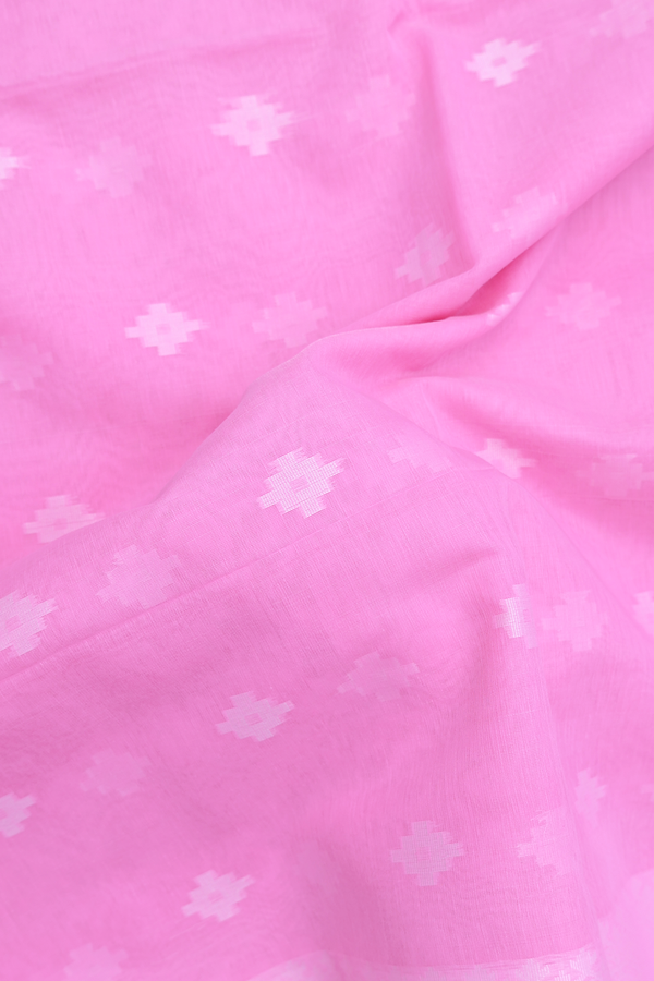 Bengal Cotton Saree In Pink With Threadwork Buttas