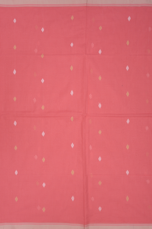 Bengal Cotton Saree In Pink With Threadwork Buttas